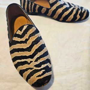 Gucci Ponyhair Zebra Print Brown Black Loafer Slip-on Flat 36 / 6